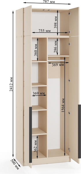 Шкаф Soma Lord Black 2-х створчатый 80х240