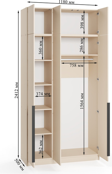 Шкаф Soma Lord Black 3-х створчатый 120х240