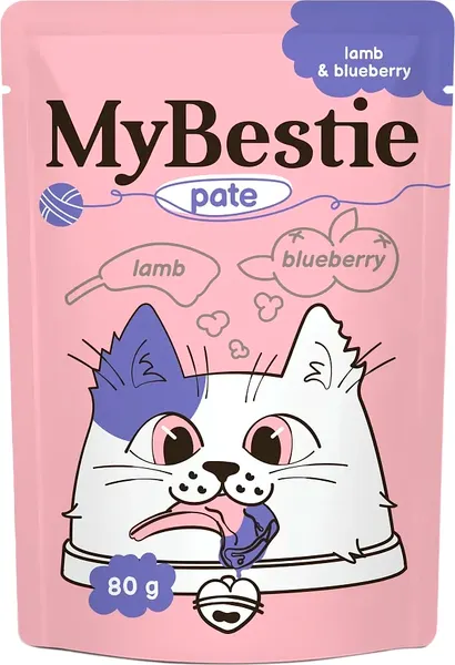 Влажный корм для кошек MyBestie Паштет с мясом Ягненка и Черникой / 161521386/CAT - фото
