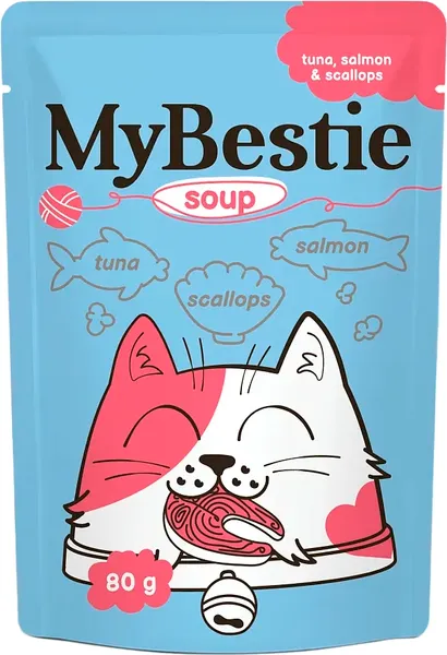 Влажный корм для кошек MyBestie Суп с кусочками Тунца, Лосося и Гребешками / 161521382/CAT - фото