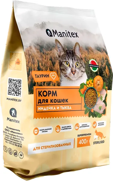 Сухой корм для кошек Manitex Sterilised Индейка и тыква - фото