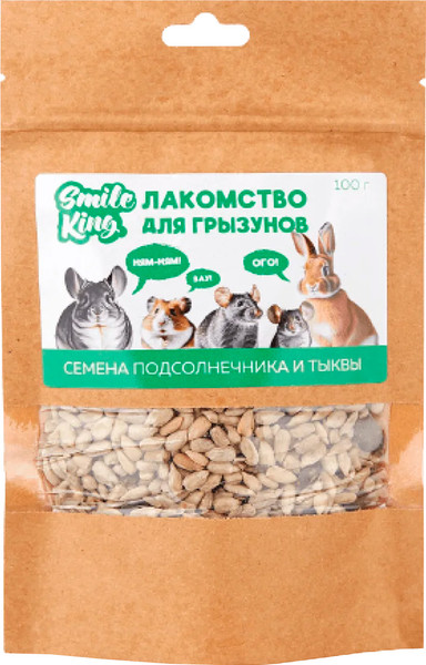 Лакомство для грызунов Smile King Семена подсолнечника и тыквы / LKG-72 - фото