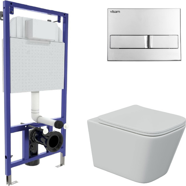 Унитаз подвесной с инсталляцией Berges Floe S Rimless + Visam Slim 525 / EX-043242 - фото