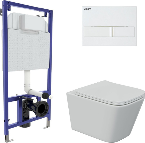 Унитаз подвесной с инсталляцией Berges Floe S Rimless + Visam Slim 525 / EX-043244 - фото