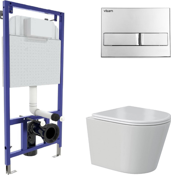 Унитаз подвесной с инсталляцией Berges Vita Rimless + Visam Slim 525 / EX-043371 - фото