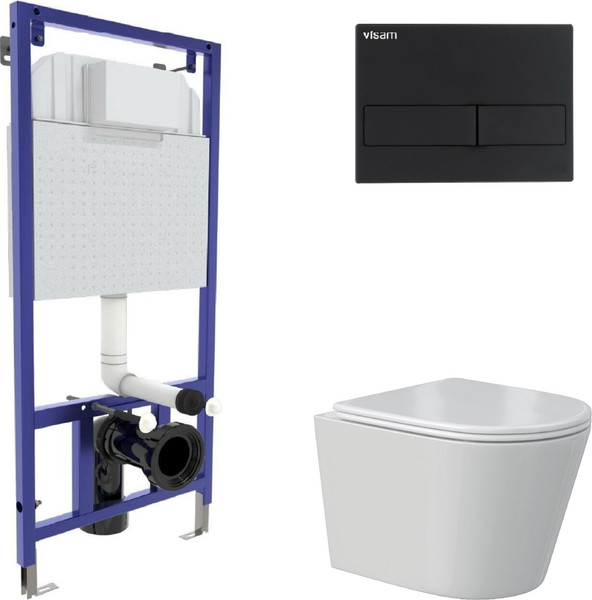 Унитаз подвесной с инсталляцией Berges Vita Rimless + Visam Slim 525 / EX-043372 - фото