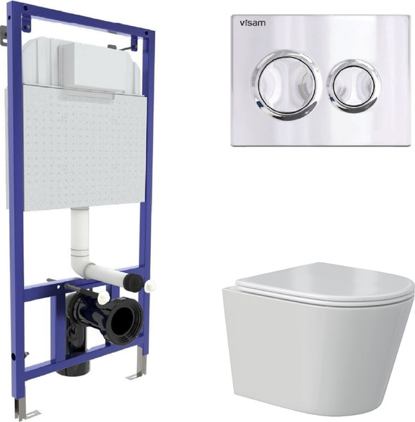 Унитаз подвесной с инсталляцией Berges Vita Rimless + Visam Slim 525 / EX-043377 - фото