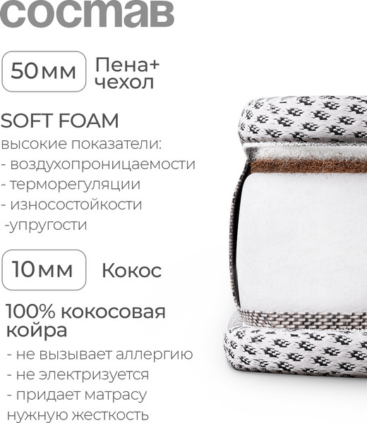 Матрас в кроватку Tomix Moona 81x48x6 / П-21т