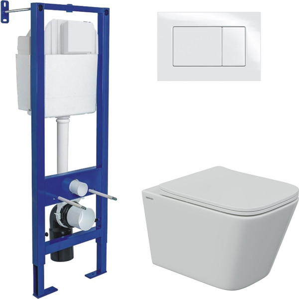 Унитаз подвесной с инсталляцией Berges Floe S Rimless + АТОМ 410 / АТ-043368 - фото