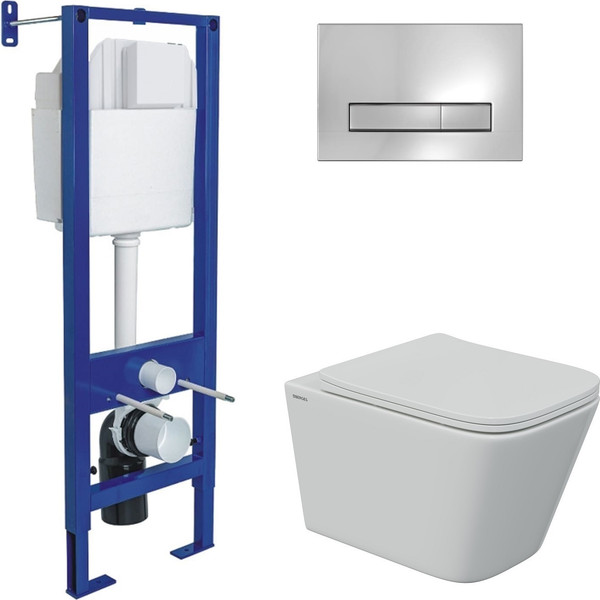 Унитаз подвесной с инсталляцией Berges Floe S Rimless + АТОМ 410 / AT-043337 - фото