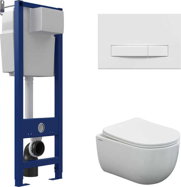 Унитаз подвесной с инсталляцией Berges Ventas Rimless + АТОМ 410 / AT-043339 - фото