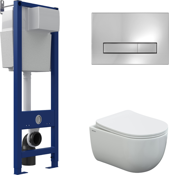 Унитаз подвесной с инсталляцией Berges Ventas Rimless + АТОМ 410 / AT-043340 - фото