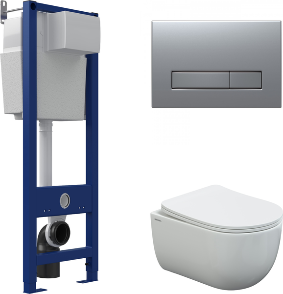 Унитаз подвесной с инсталляцией Berges Ventas Rimless + АТОМ 410 / AT-043341 - фото