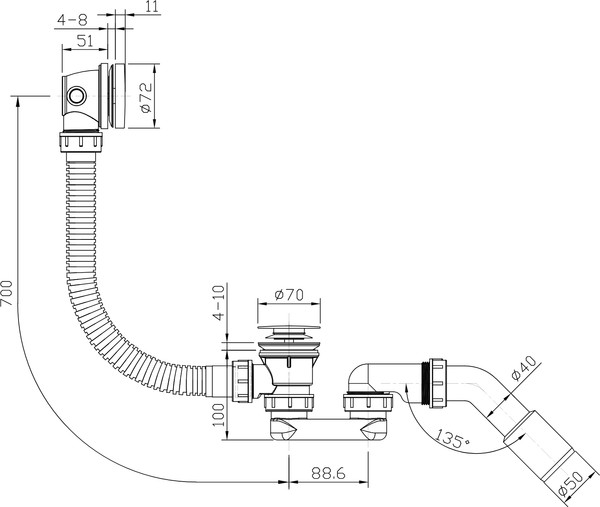 Сифон Roxen R70C-CH