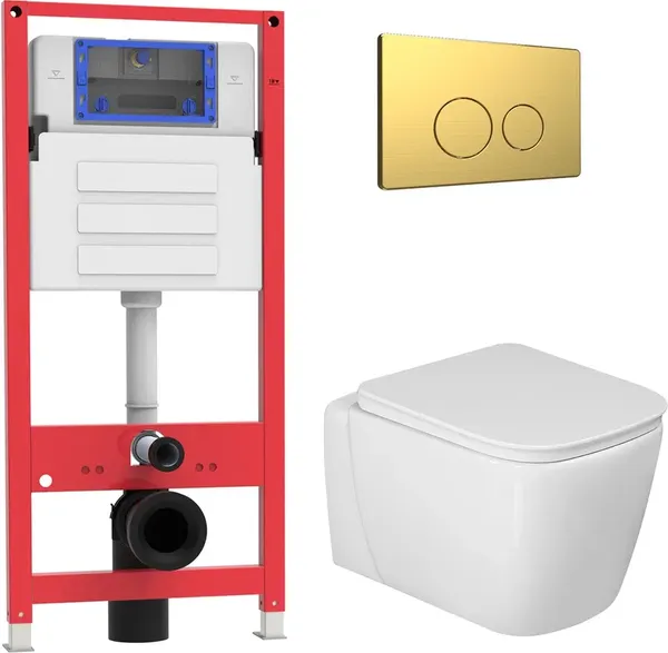 Унитаз подвесной с инсталляцией Oliveeka OL-MQG1R22-BG - фото