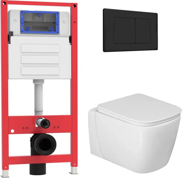 Унитаз подвесной с инсталляцией Oliveeka OL-MQG1E12-MB - фото