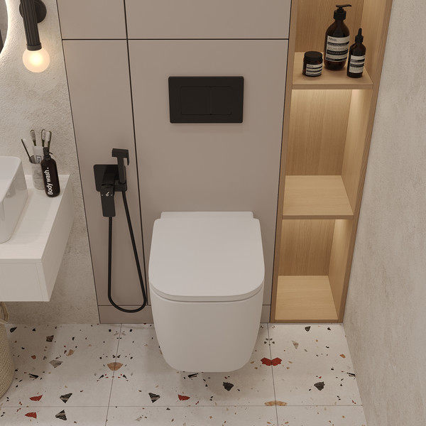 Унитаз подвесной с инсталляцией Oliveeka OL-MQG1E12-MB