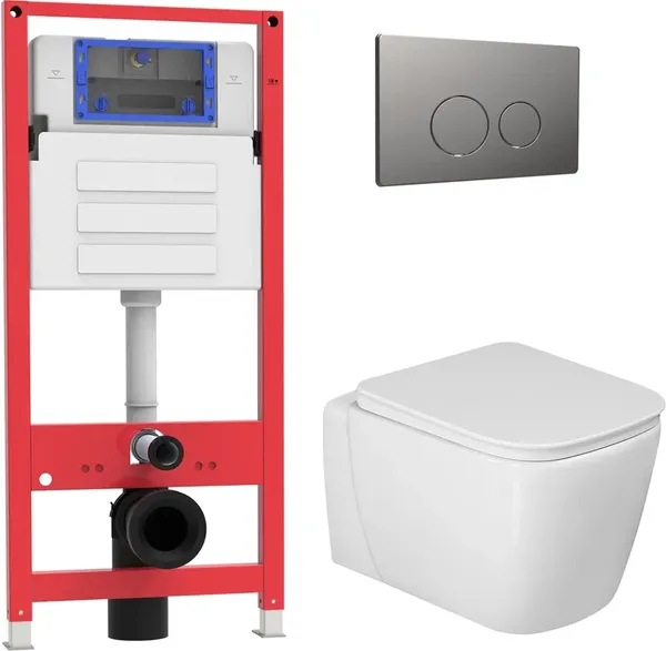 Унитаз подвесной с инсталляцией Oliveeka OL-MQG1R22-BGM - фото