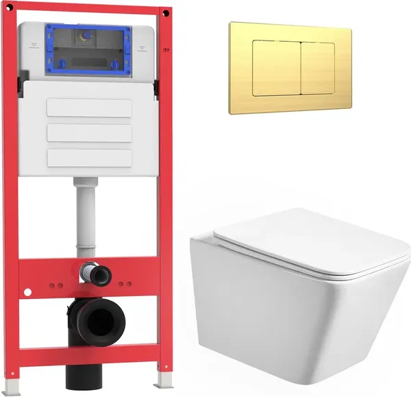 Унитаз подвесной с инсталляцией Oliveeka OL-MQ5014E12-BG - фото