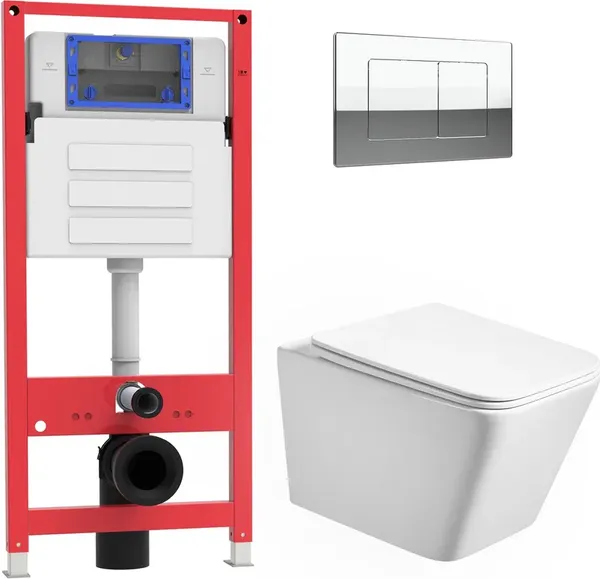 Унитаз подвесной с инсталляцией Oliveeka OL-MQ5014E12-CR - фото