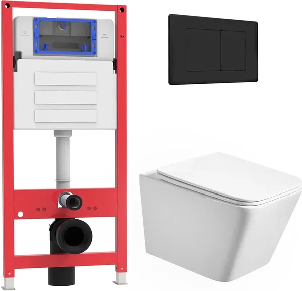 Унитаз подвесной с инсталляцией Oliveeka OL-MQ5014E12-MB - фото