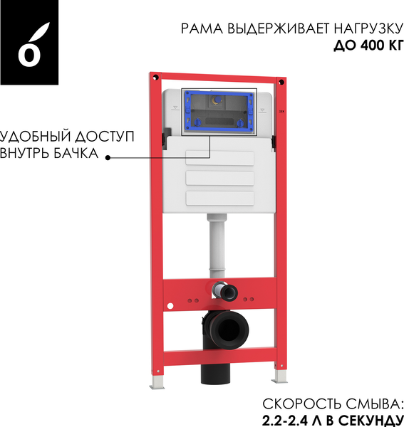 Унитаз подвесной с инсталляцией Oliveeka OL-MQ5014E12-MB