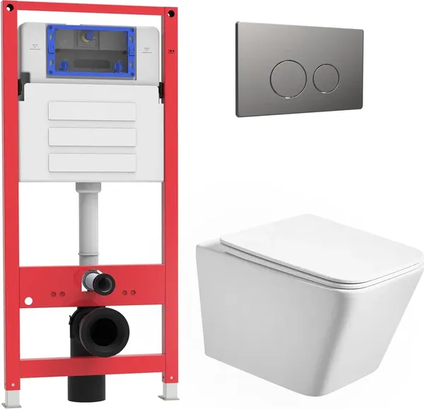 Унитаз подвесной с инсталляцией Oliveeka OL-MQ5014R22-BGM - фото