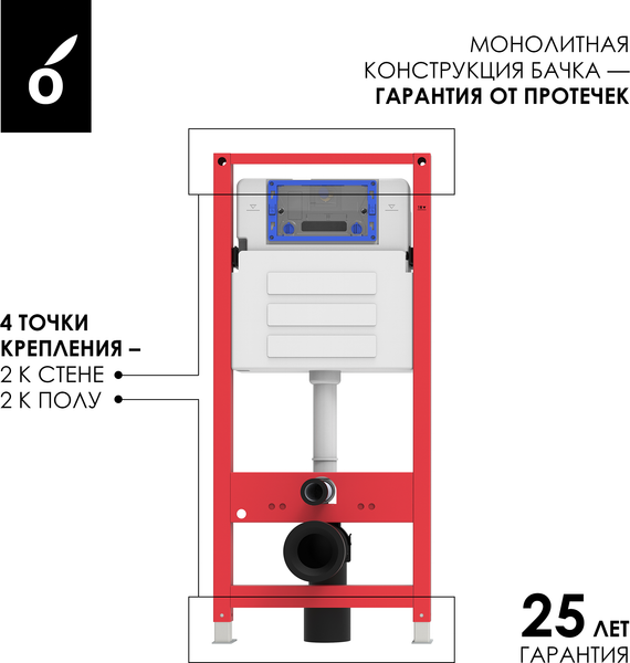 Унитаз подвесной с инсталляцией Oliveeka OL-MQ5014R22-BGM