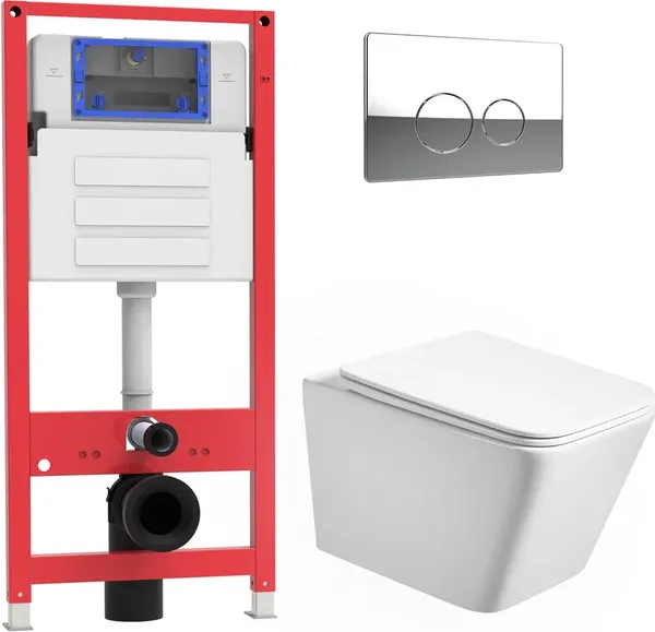 Унитаз подвесной с инсталляцией Oliveeka OL-MQ5014R22-CR - фото