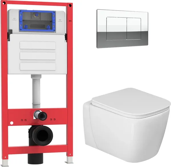 Унитаз подвесной с инсталляцией Oliveeka OL-MQG1E12-CR - фото