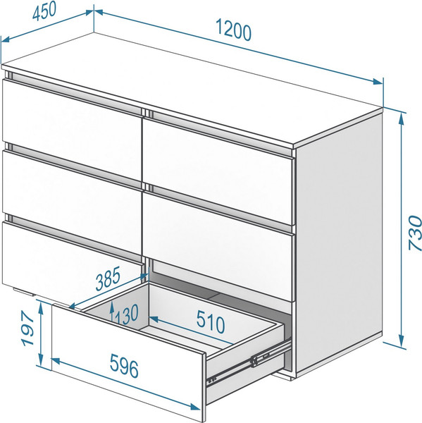 Комод Кортекс-мебель Бари 120 6ш