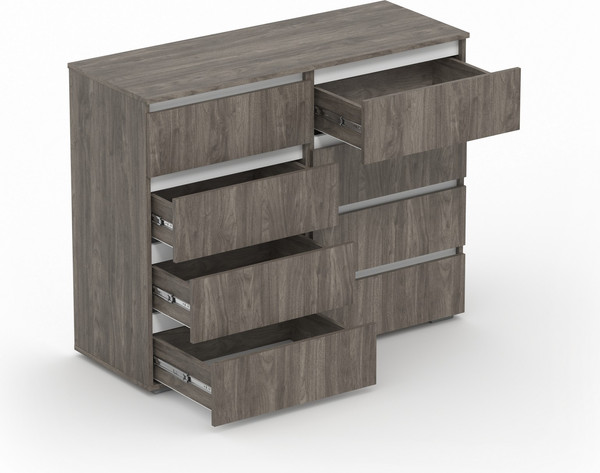 Комод Кортекс-мебель Бари 120 8ш (орех элия/орех элия/белый)