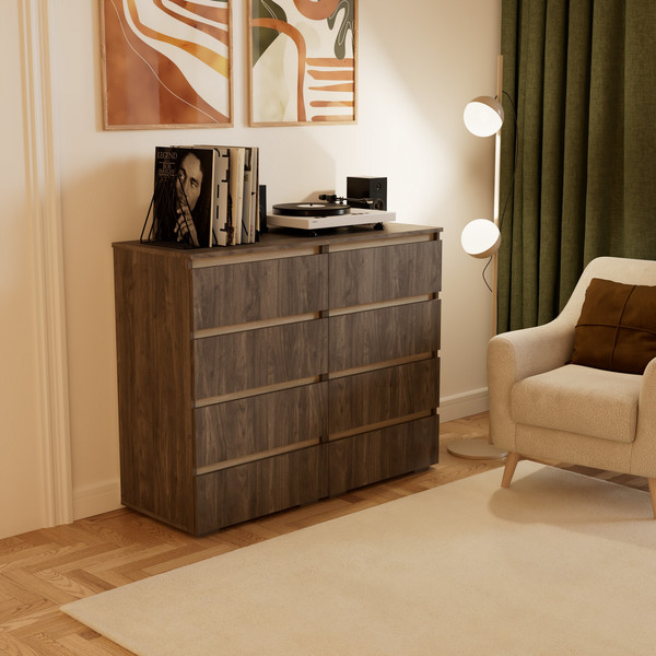 Комод Кортекс-мебель Бари 120 8ш (орех элия/орех элия/дуб сонома)