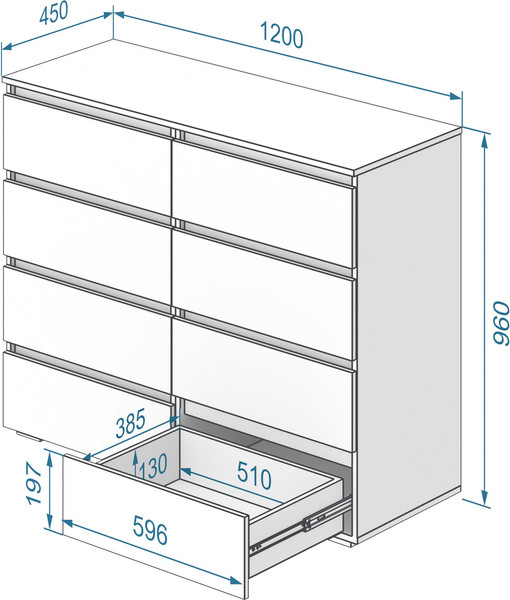 Комод Кортекс-мебель Бари 120 8ш (орех элия/орех элия/орех элия)