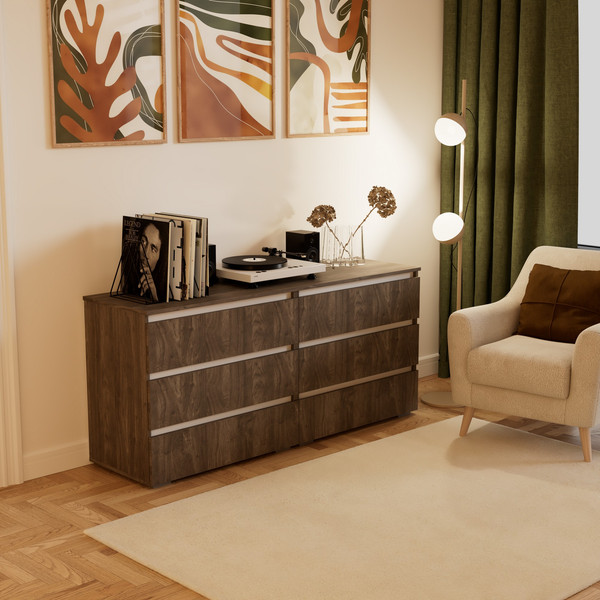 Комод Кортекс-мебель Бари 160 6ш (орех элия/орех элия/белый)