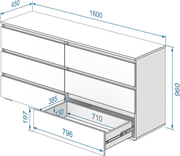 Комод Кортекс-мебель Бари 160 6ш (орех элия/орех элия/орех элия)
