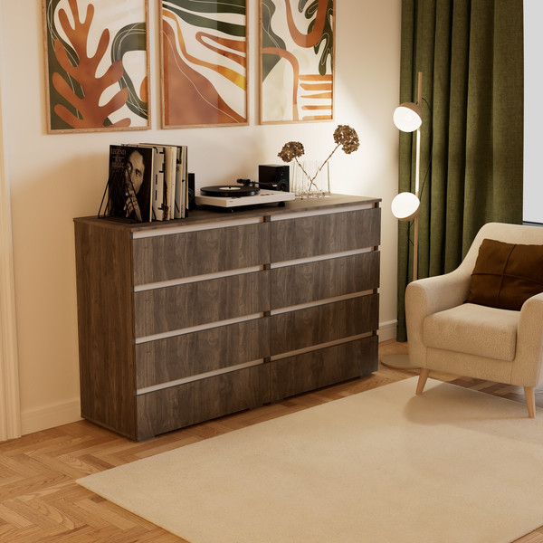 Комод Кортекс-мебель Бари 160 8ш (орех элия/орех элия/белый)