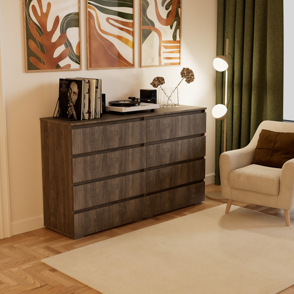 Комод Кортекс-мебель Бари 160 8ш (орех элия/орех элия/орех элия)