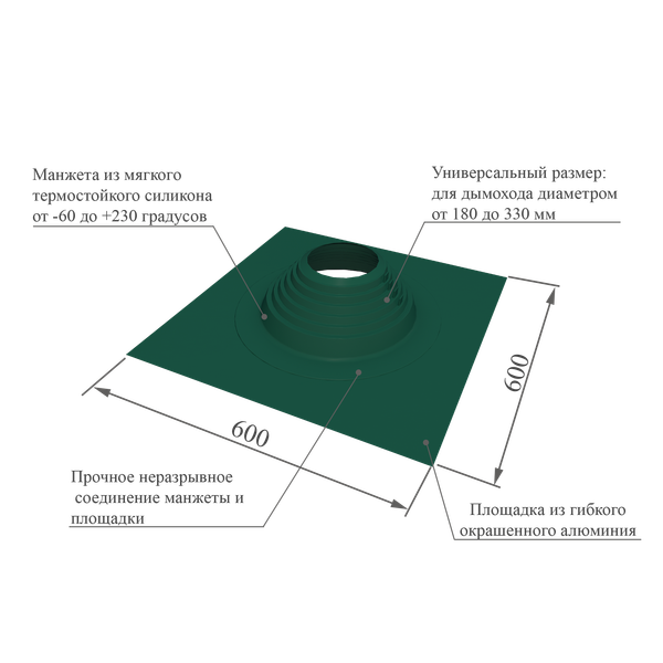 Проходка кровельная Master Flash Прямая 180-330мм RAL6005