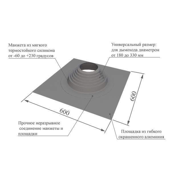 Проходка кровельная Master Flash Прямая 180-330мм Ral 7005