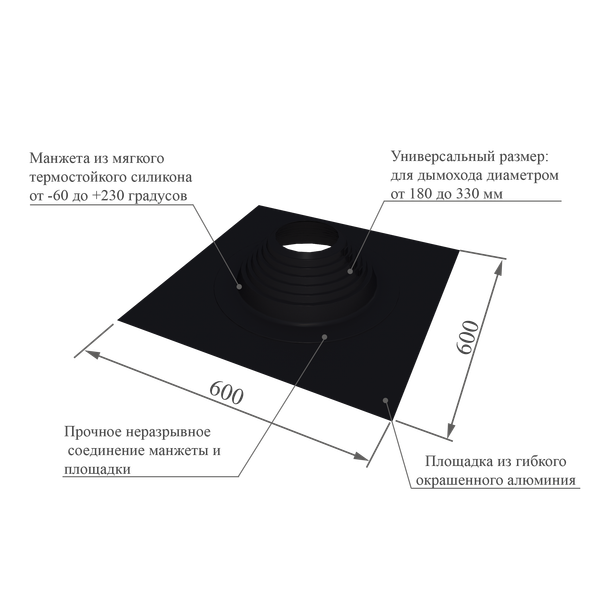 Проходка кровельная Master Flash Прямая 180-330мм Ral 9005
