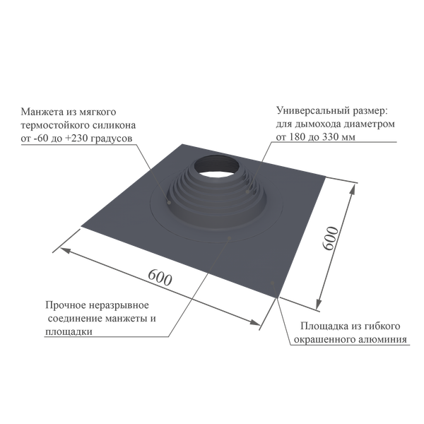 Проходка кровельная Master Flash Прямая 180-330мм Ral7024