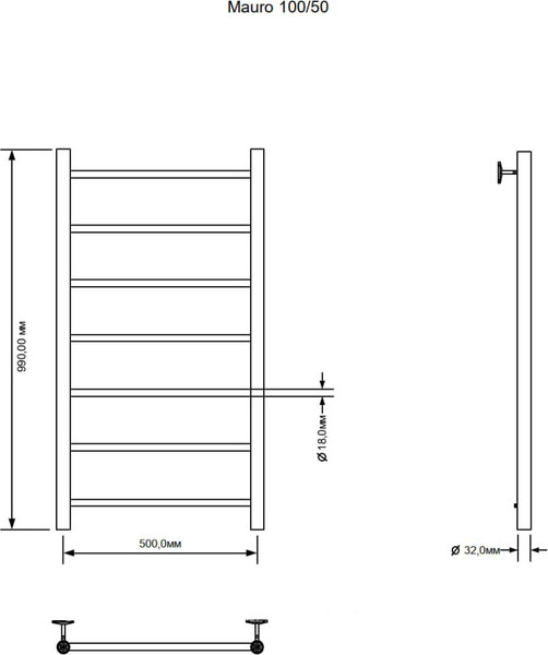 Полотенцесушитель электрический Aquanet Mauro 100х50 / 282004