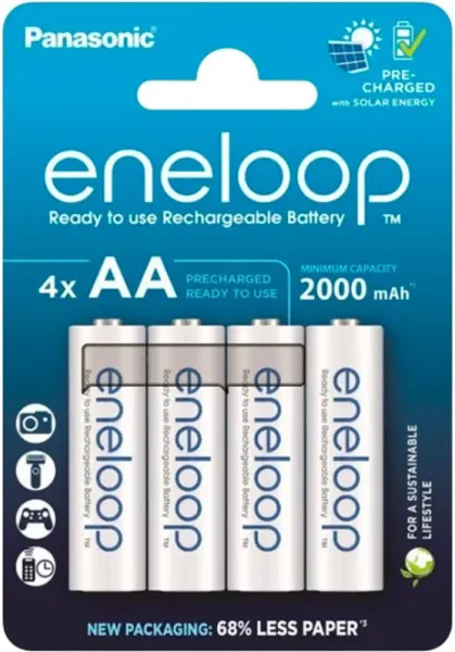 Комплект аккумуляторов Panasonic Eneloop AA 2000 / BK-3MCDE/4CP - фото