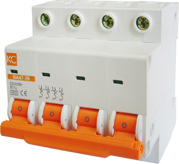 Выключатель автоматический КС ВА 47-39 4P 4A х-ка D 4.5kA / 81204 - фото