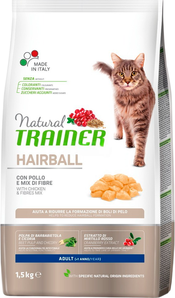 Сухой корм для кошек Trainer Adult Hairball С курицей - фото