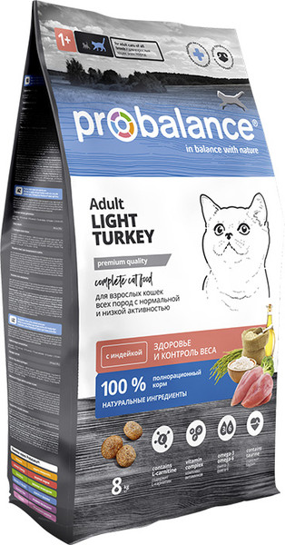 Сухой корм для кошек ProBalance Light Turkey с индейкой