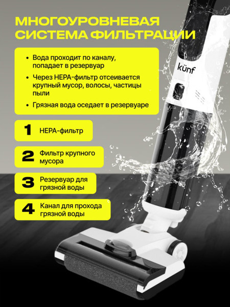 Вертикальный пылесос Kunf GT 819 PRO