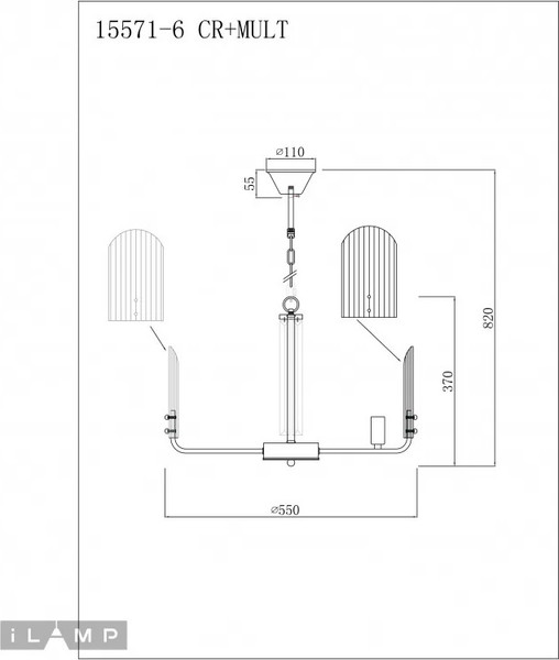 Люстра ILamp Dolce 15571-6 CR+MULT