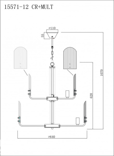 Люстра ILamp Dolce 15571-12 CR+MULT